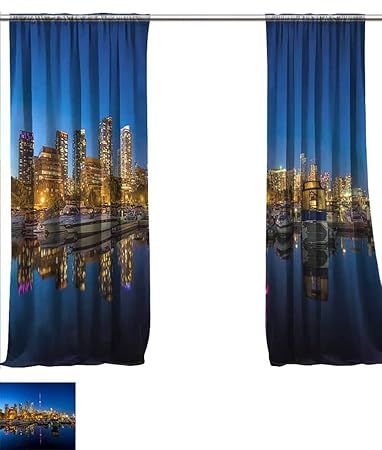 Amazon Com Home 2 Panels Window Sheer Curtains City Skyline