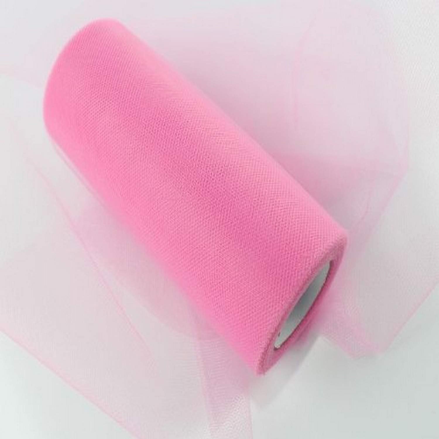 Homeford Tulle Spool Roll Fabric Net, 6-Inch by 25-Yard, Hot Pink