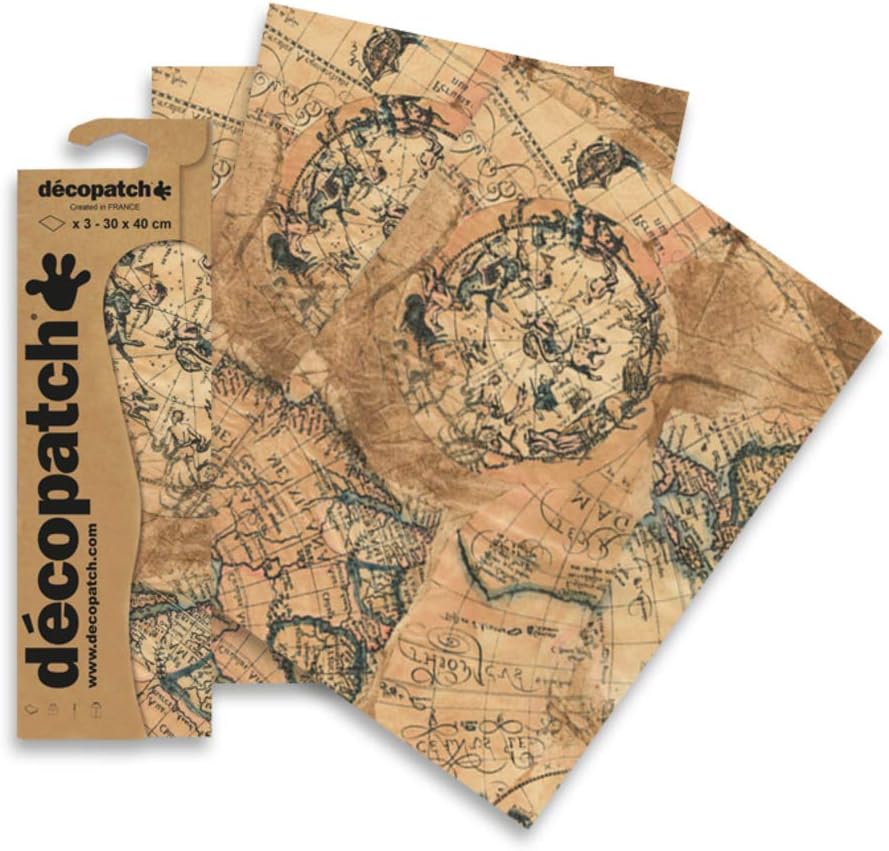 Décopatch Atlas Effect Print Paper, 30x40 cm (Pack of 3 sheets) Amazon