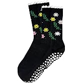 ERMO NKES Pilates Crew Socks for Women Ruffle Grip Yoga Barre Cute Non Slip Sticky Workout Dance Sock