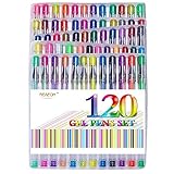 Reaeon 120 Coloring Gel Pen Set Including 60 Colored Gel Pens & 60 Ink Refills Perfect for Adults Coloring Books, Artist, School, Office, Writing, Drawing
