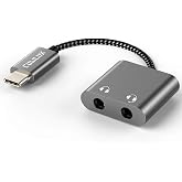 Cubilux USB C Double Headphone Splitter, Type C to Dual 3.5mm Jacks Audio Sharing Adapter Compatible with iPhone 17/16/15, iPhone 17/16/15 Pro Max, iPad Pro 13/12.9/11, iPad Air 13/11 and More