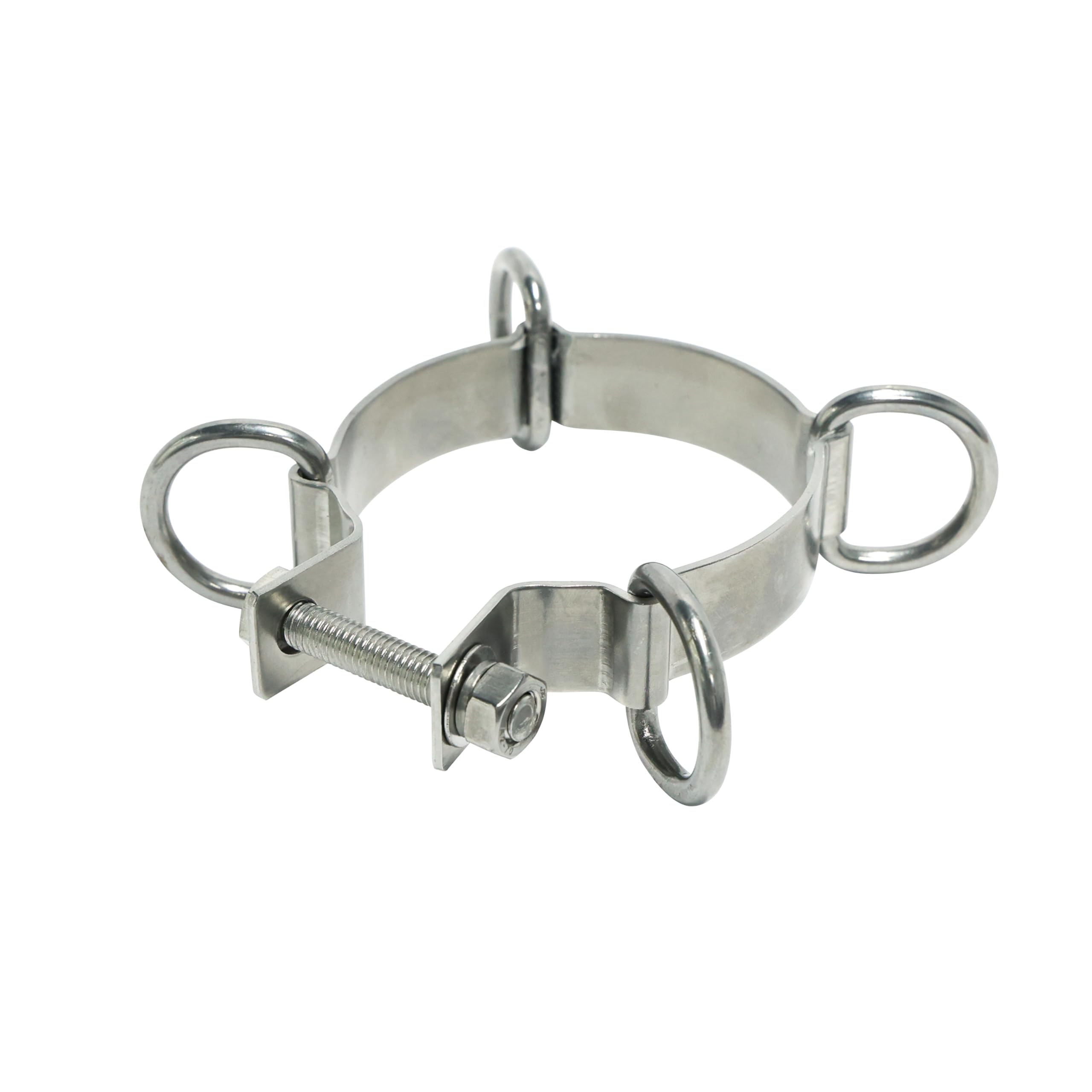 Photo 1 of ColourTree 2.75-3" Stainless Steel D-Ring Clamp, Height-Adjustable Mounting Clamp - Easy Installation for Shade Sail Pole & Light String Pole, Fence Post, Sign Post
