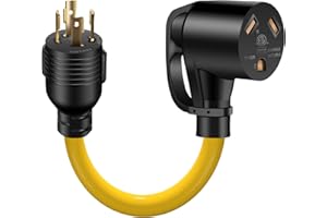 LAZMUMI 4 Prong to 30 Amp RV Generator Adapter Cord with Grip Handle, L14-30P Twist Lock Male to TT-30R Female, Heavy Duty STW 10 AWG for Generator to RV Trailer Camper,12inch