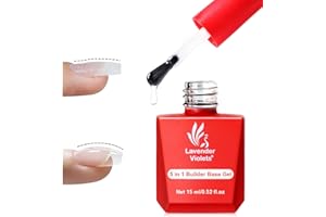 Lavender Violets 15ml Builder Base Coat, Upgraded Formula Long-Lasting 5-in-One Strengthener Thickening Extension Rhinestone Glue Gel Polish for DIY Home Nail Salon Gifts for Women A104