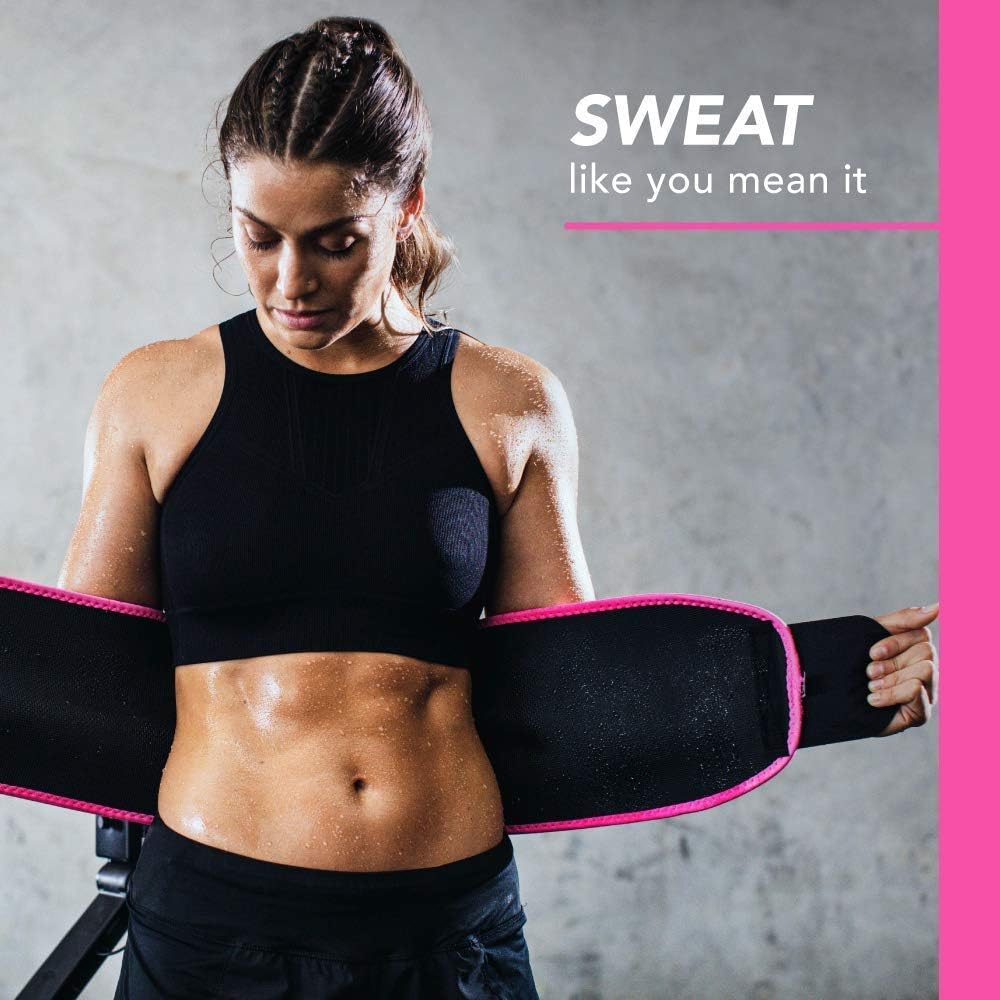 Sweet Sweat Waist Trimmer - Black/Pink | Premium Waist Trainer Sauna Belt for Men & Women: Clothing