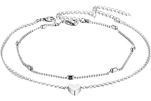 ink2055 Double Layer Love Heart Charm Anklet Women Sandal Barefoot Ankle Bracelet Gift,Ankle Bracelets for Women Teen Girls Beach Jewelry Gifts