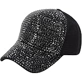 Surkat Studded Rhinestone Baseball Cap Bun Ponytail Adjustable Hat Sparkle Bling Denim Sun Hat