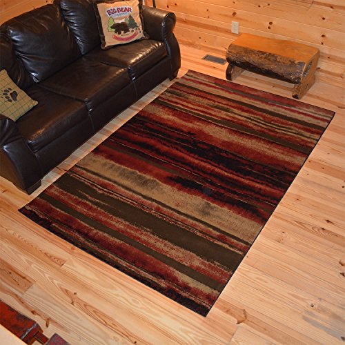 Rustic Lodge Layered Earth 8x10 Brown Area Rug, 7'10"x9'10