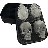 Stritra - 3D Skull Silicone Jello Ice Mold Flexible Cube Maker Tray for Halloween and Christmas Party. Best for Whiskey and Cocktails Black