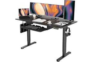 Claiks Standing Desk with Keyboard Tray, Standing Desk Adjustable Height, Raising Desks for Home Office and Computer Workstation, 55 Inches, Black