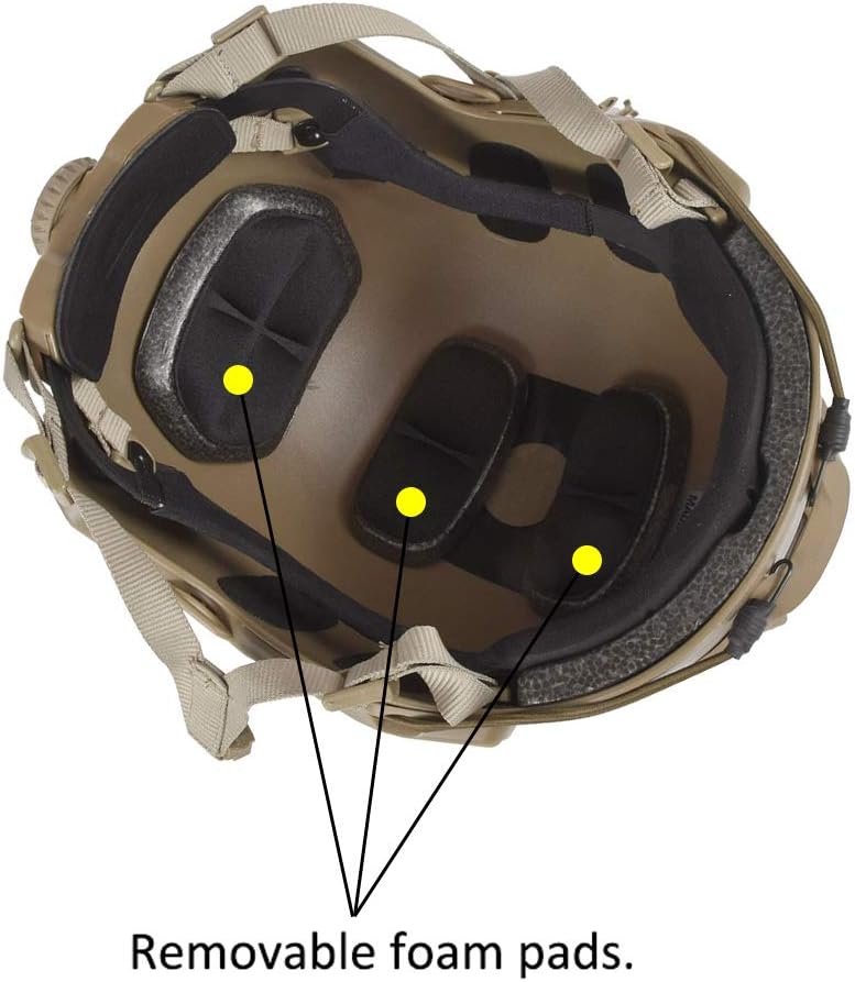 EMERSONGEAR Tactical Adjustable Fast Helmet, MH Style Helmet with Side Rails and NVG Mount, Fast MICH Ballistic Helmet for Airsoft Paintball Hunting Shooting Outdoor Sports (Coyote Brown) : Sports & Outdoors