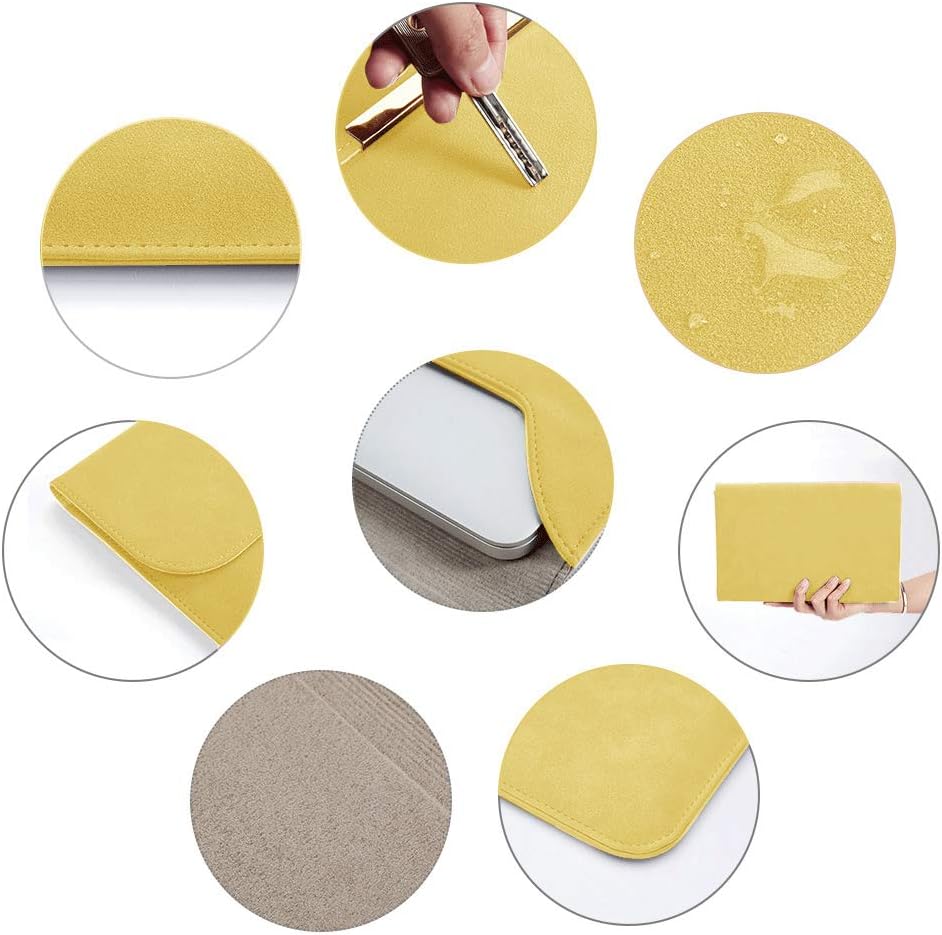 KALIDI 13.3 inch Laptop Sleeve Case Faux Suede Leather for MacBook Air Pro Retina 2016-2020, for 13"-13.5" Surface Pro 5 6 7 with Pouch (for 13.3 inches MacBook/Pro/Air, Yellow): Computers & Accessories