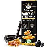 Natruveda, Himalayan Shilajit Honey Sticks for Men & Women - 75%+ Fulvic Acid & Trace Minerals - Raw Honey, Saffron & HimalayanShilajitResin - Stamina, Performance & Energy Support