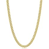Andsion Trendy Silver/14K Gold Plated Diamond-Cut Cuban Link Chain for Men, Never Tarnish 4mm/5mm Stainless Steel Miami Cuban Necklace 16/18/20/22/24/26 Inch