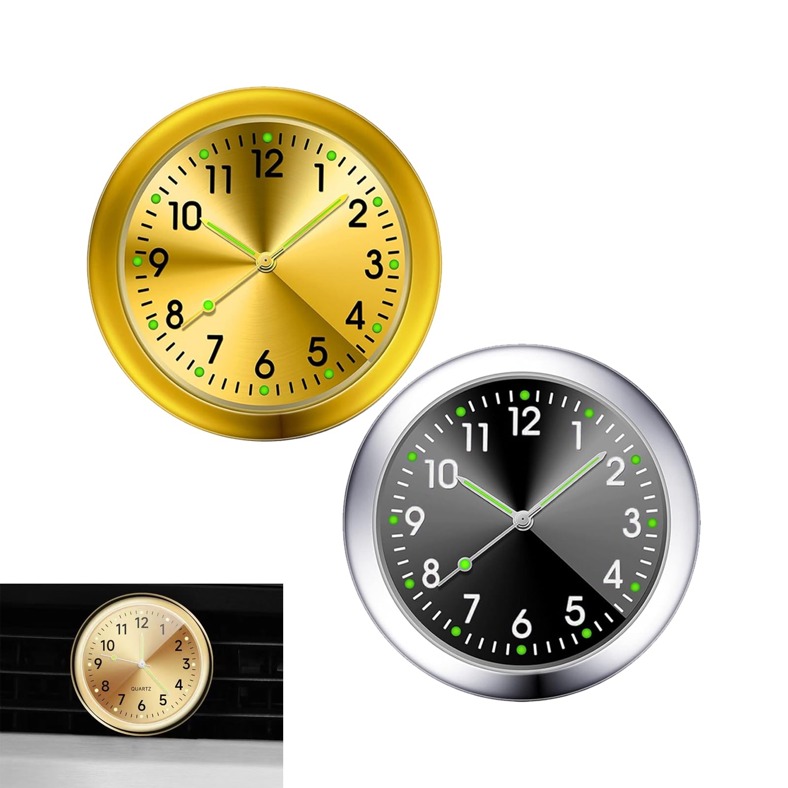 Crynod 2 PCS Mini Car Clock for Dashboard, 1.5In