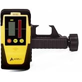 AdirPro Universal Rotary Laser Detector (LD-8) - Digital Rotary Laser Receiver with Dual Display and Built-In Bubble Level, Compatible with Most Red Rotary Lasers - Rod Clamp Included