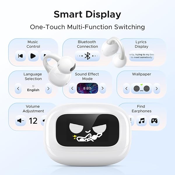 UGREEN S6 MAGIC CLIP-TYPE EARBUDS, OPEN-EAR EARBUDS, WITH LCD SMART DISPLAY, OPEN-EAR TYPE, BLUETOOTH 5.4 0.5 INCH (12 MM) DRIVERS, TOTAL 30 HOURS PLAYBACK, DNN NOISE CANCELING