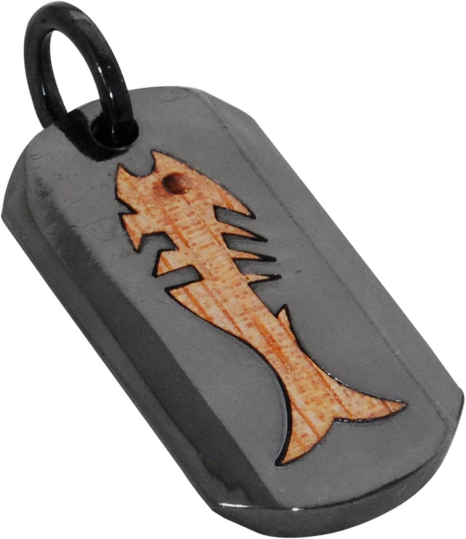 Bico Australia Vita Pisces Fish Dog Tag Pendant in Rosewood and Black Gunmetal
