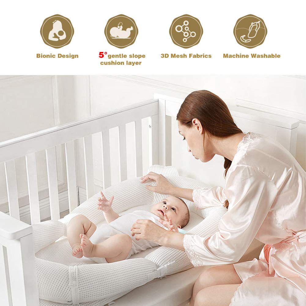 Baby Lounger, Newborn Lounger Portable Super Soft and Breathable Baby Nest Bassinet Machine Washable Co Sleeping for Baby 0-2 Years: Baby