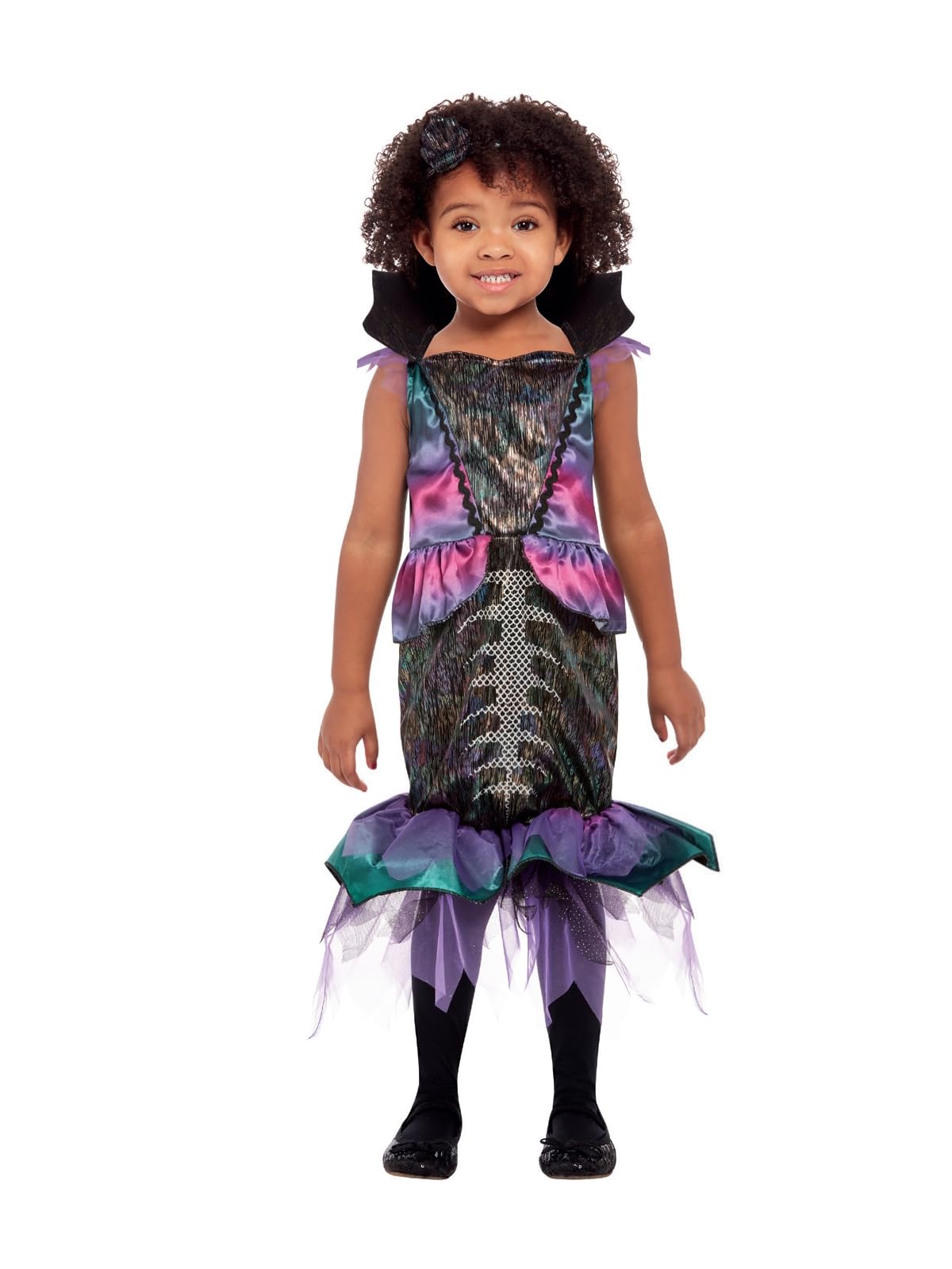 Smiffys Toddler Dark Mermaid Costume, Purple Dress & Headband, Halloween Child Fancy Dress, Mermaid Dress Up Costumes