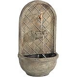 Sunnydaze Messina Outdoor Wall Water Fountain - Waterfall Wall Mounted Fountain & Backyard Water Feature with Electric Submer
