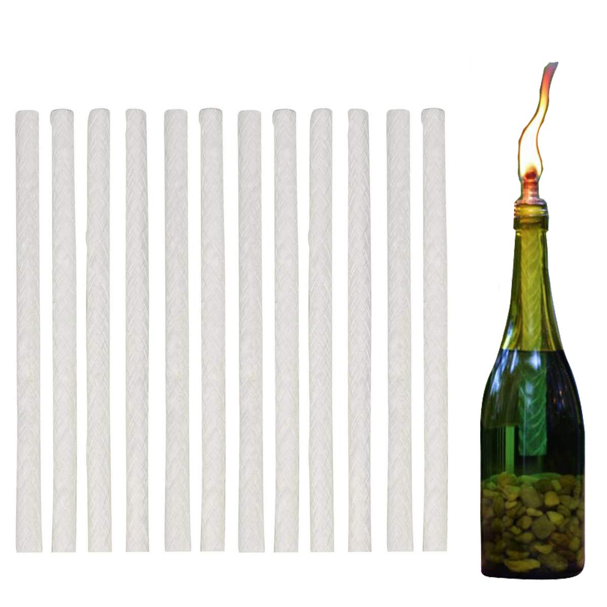 Tiki Torch Wick Replacement,12PACK Wine Bottle Tiki Wicks Light Long