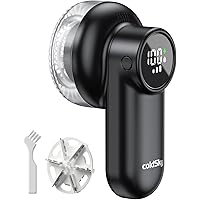 coldSky Rechargeable Fabric Shaver, Lint Shaver with Digital Display, Sweater Shaver with 6-Leaf Blades and Safety Lock, 3-Sp