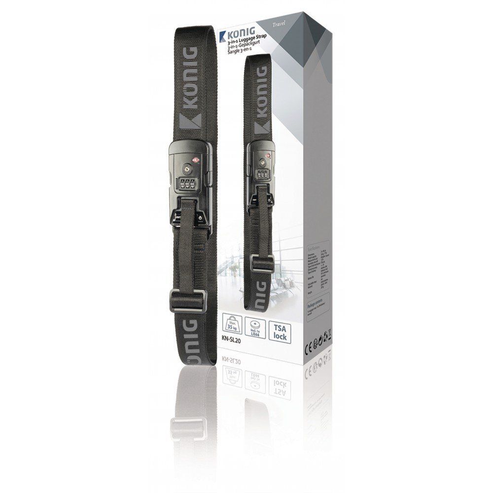König - 3-in-1 strap with scale and TSA lock in black