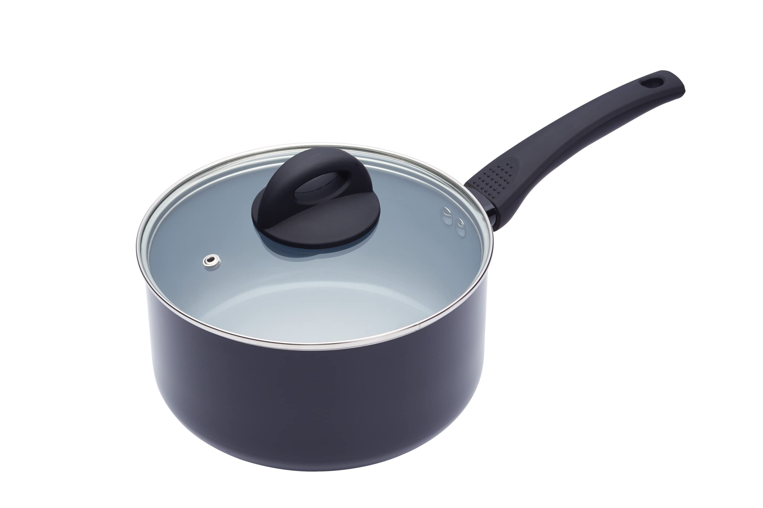 MasterClass Induction-Safe Non-Stick Ceramic Eco Saucepan with PTFE, PFOA and BPA Free Non Stick, 20 cm (8"), Black