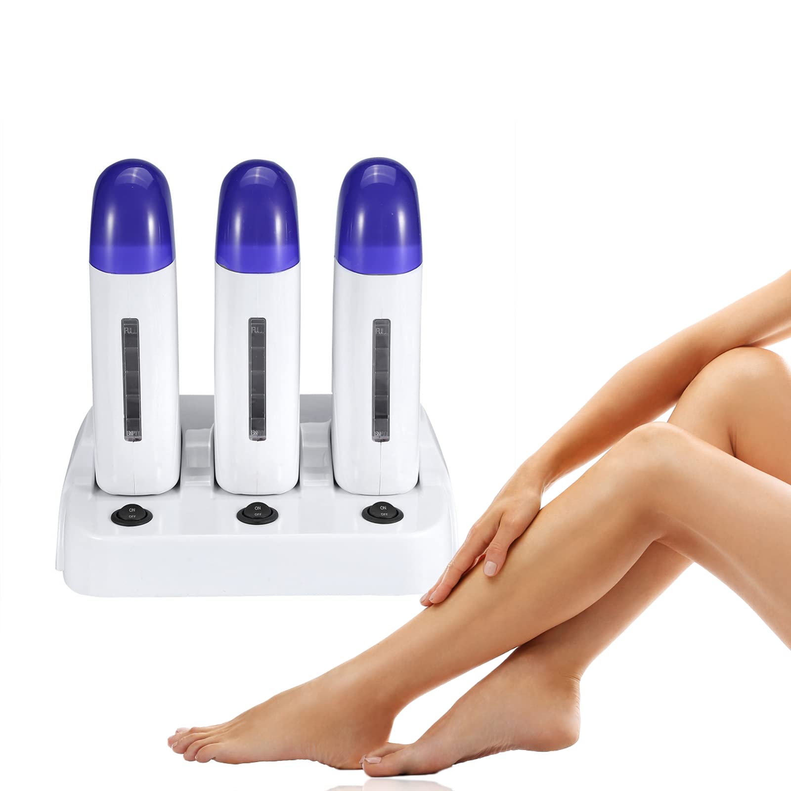 Roll on Wax Roller Removal Electrical Wax Warmer Transparent Window Triple Depilatory for Women Men Easy Fast Painless Skin Friendly