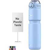 MYFOREST Insulated Bike Water Bottle, Odor-free Liner, 24oz 700ml | All-beverage Friendly, 14+ Hrs Cold, Quick-open &amp; Dirt-proof Lid, Extra Grip for Rough Trails, (Glacier Blue)