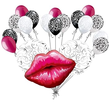 Amazon Com 19 Pc Big Kiss Lips Balloon Bouquet Decor Wedding