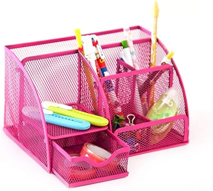Amazon Co Jp Langba ベーシック オフィス用品 メッシュデスクオーガナイザー 小物入れ おしゃれ 卓上収納 ペン立て 収納ボックス ホーム キッチン