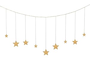 OCIOLI Stars Garland with Chains Boho Hanging Ornaments Art Room Decor for Wedding Home Office Nursery Room Dorm (Gold Stars)