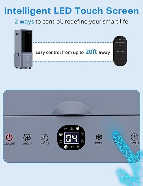 COOLECH WINDOWLESS AIR CONDITIONER W/ 4 MODES & 3 SPEEDS, WATERLESS ALERT, 2.4-GAL TANK FOR 20H COOLING, 12H TIMER, 20FT REMOTE, 70° AUTO SWING EVAPORATIVE AIR COOLER, PORTABLE AC UNIT FOR BEDROOM