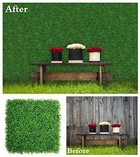 ULAND Artificial Hedges Panels, Boxwood Greenery, Privacy Fence Screen, Weddings or Parties Background Walls, Pubs Restaurants Green Plants Wall, Office Home Kindergartens Garden Outdoor Décor