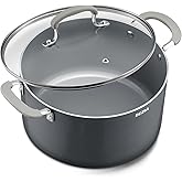8 Quart Nonstick Stock Pot with Lid, BEZIA Ceramic Soup Pot with Lid, Induction Ready, Large Cooking Pot with Silicone Handle, Compatible with All Cooktops, Dishwasher Safe