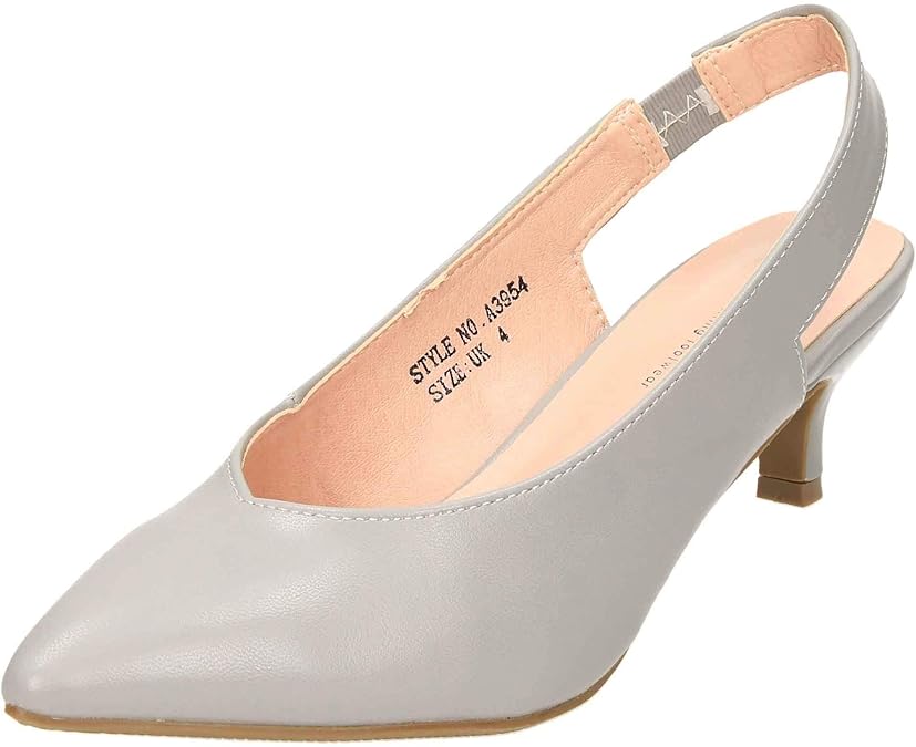 Comfort Plus Wide Fit Kitten Heel Slingback Shoes Grey 5 UK Amazon.co