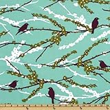 Aviary 2 Sparrows Plum Fabric By The Yard