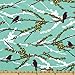 Aviary 2 Sparrows Plum Fabric By The Yard