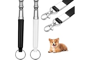 CANNONFISH Dog Whistle - Stop Barking Neighbors Dog, Ultra-Wide Frequency Ultrasonic Silent Dog Whistle for Dog, 2 Pack Professional Recall Dog Training Whistles (Black and White)