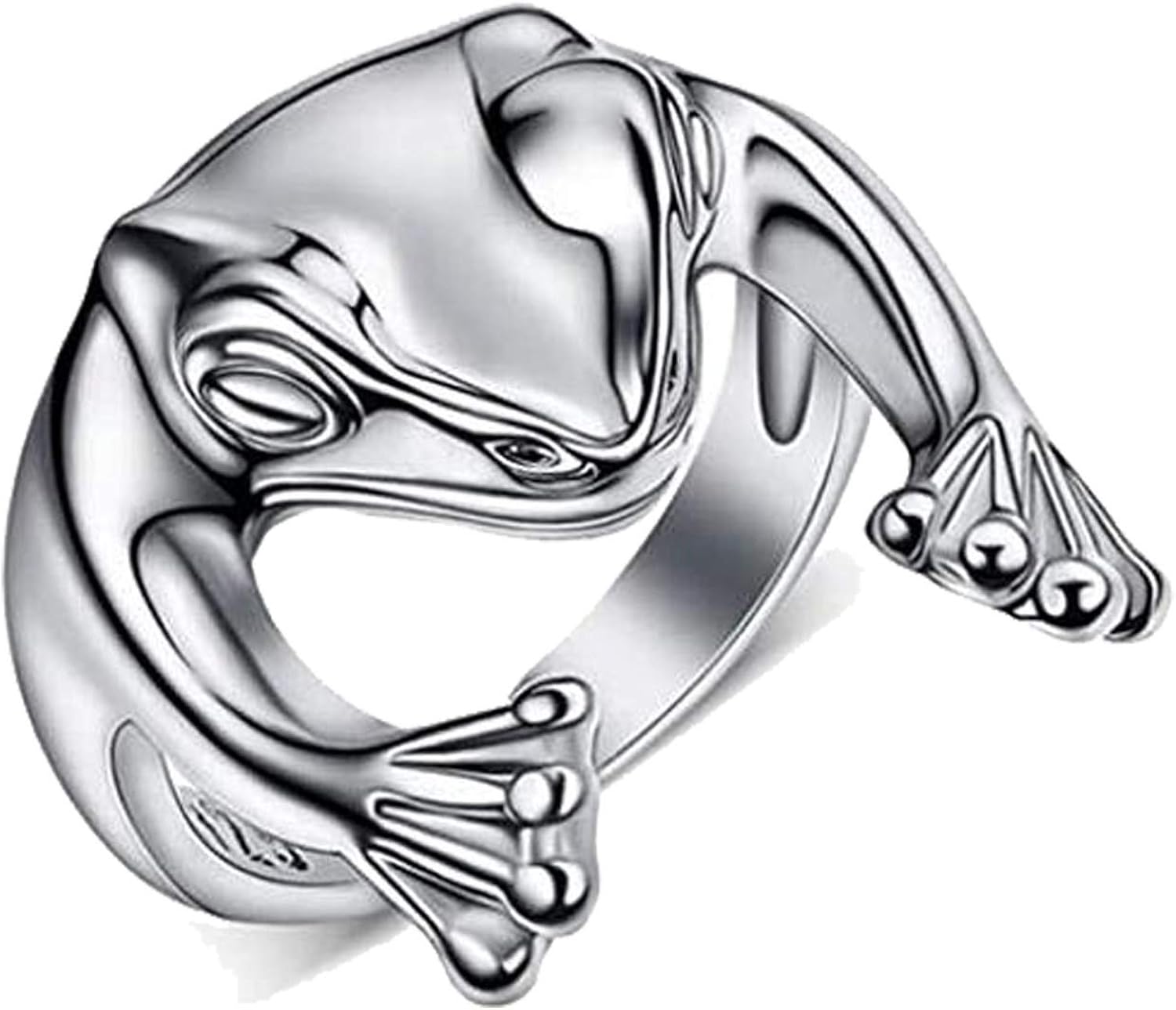 Adjustable Frog Rings,Real Sterling Silver Frog Open Rings for Women Vintage Cute Animal Finger