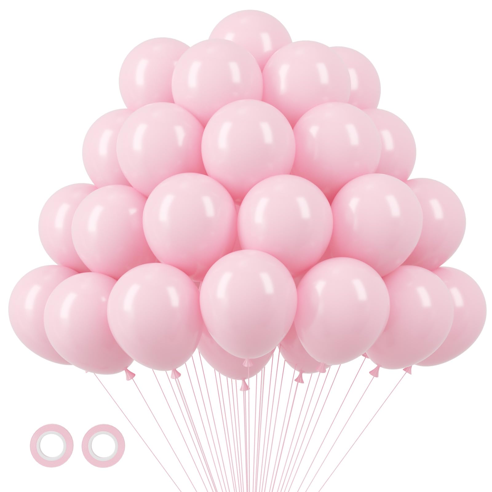 Photo 1 of Voircoloria 105pcs Light Pink Balloons 12inch Pastel Pink Balloons for Boys Girls Birthday Baby Shower Gender Reveal Wedding Decorations