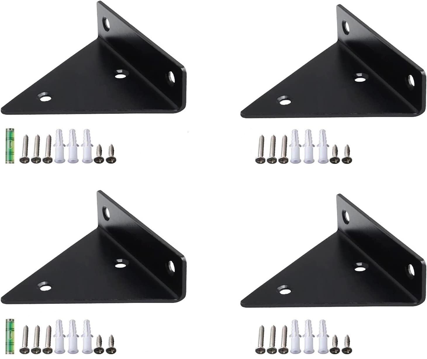 YKKJ 4 pcs Triangle Floating Shelf Brackets，Floating Shelf Brackets，for Floating Wood Shelves Storage. (black)