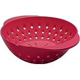 Tovolo Mini Berry Colander Fruit Strainer for Washing Blueberries Strawberries &amp; Produce, Easy Clean Dishwasher Safe Small Colander with Handle BPA Free Melamine Plastic Kitchen Strainer, Cayenne Red