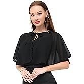 Women's Chiffon Shawl wraps Sheer Shrug Capelets for Evening Dress Wedding Cape Cover Up