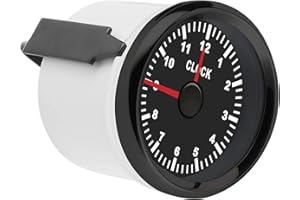 2in Universal Dashboard Time Clock, Clock Gauge Instrument 0‑12 Hourmeter Red Backlight 12V/24V for Car Boat Yacht Motorcycle
