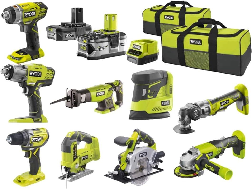 Pack Ryobi Ultra Complet 9 Outils 2 Batteries 2 0ah Et 4 0ah 1 Chargeur R18ck9a 242s Amazon Fr Bricolage