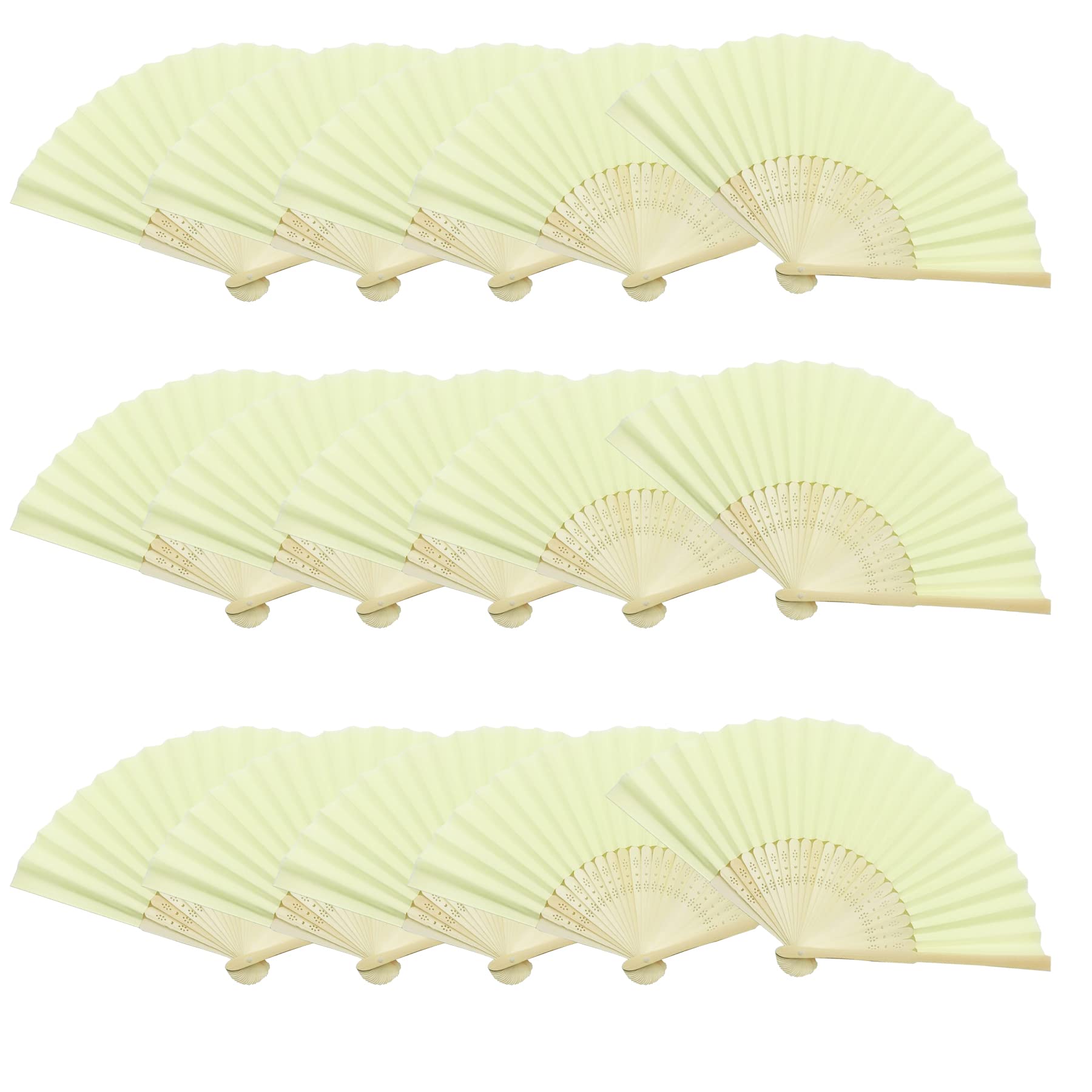 Woohome 15 PCS Hand Fan Foldable Paper Fan for Dancing, Part, Picnic, Wedding Party Gift, Guest Favour Wedding Decoration (Light Yellow)